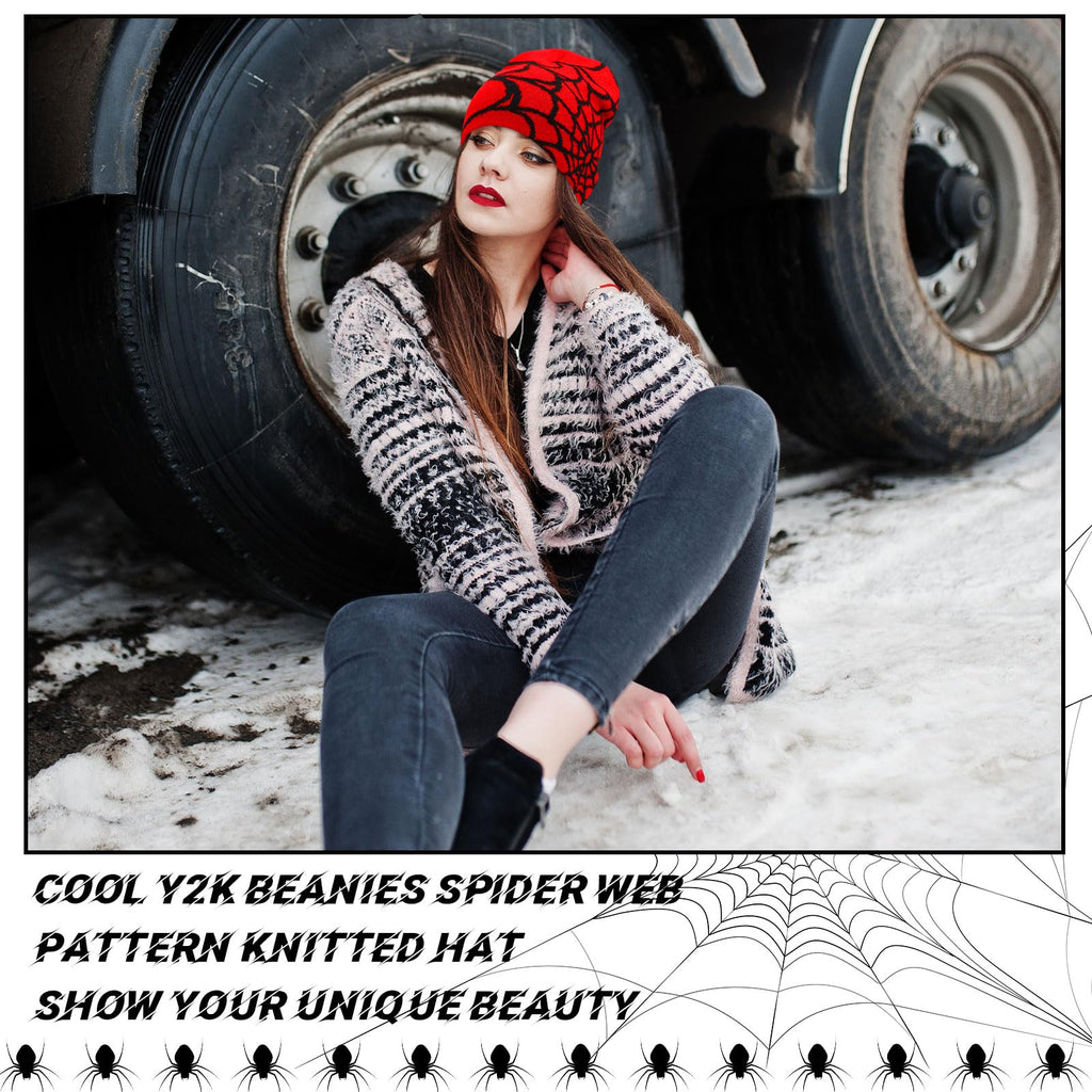 Ramede 4 Pcs Y2k Beanie - Double Sided Graphic Beanies for Men and Women, Acrylic Knitted Y2k Hats Accessories