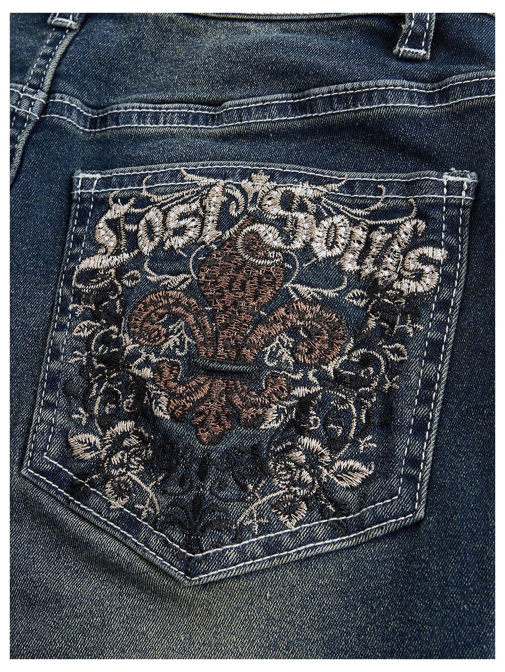 MakeMeChic Women's Flared Jeans Bell Bottom Jeans Embroidered Y2K High Waist Stretchy Denim Pants
