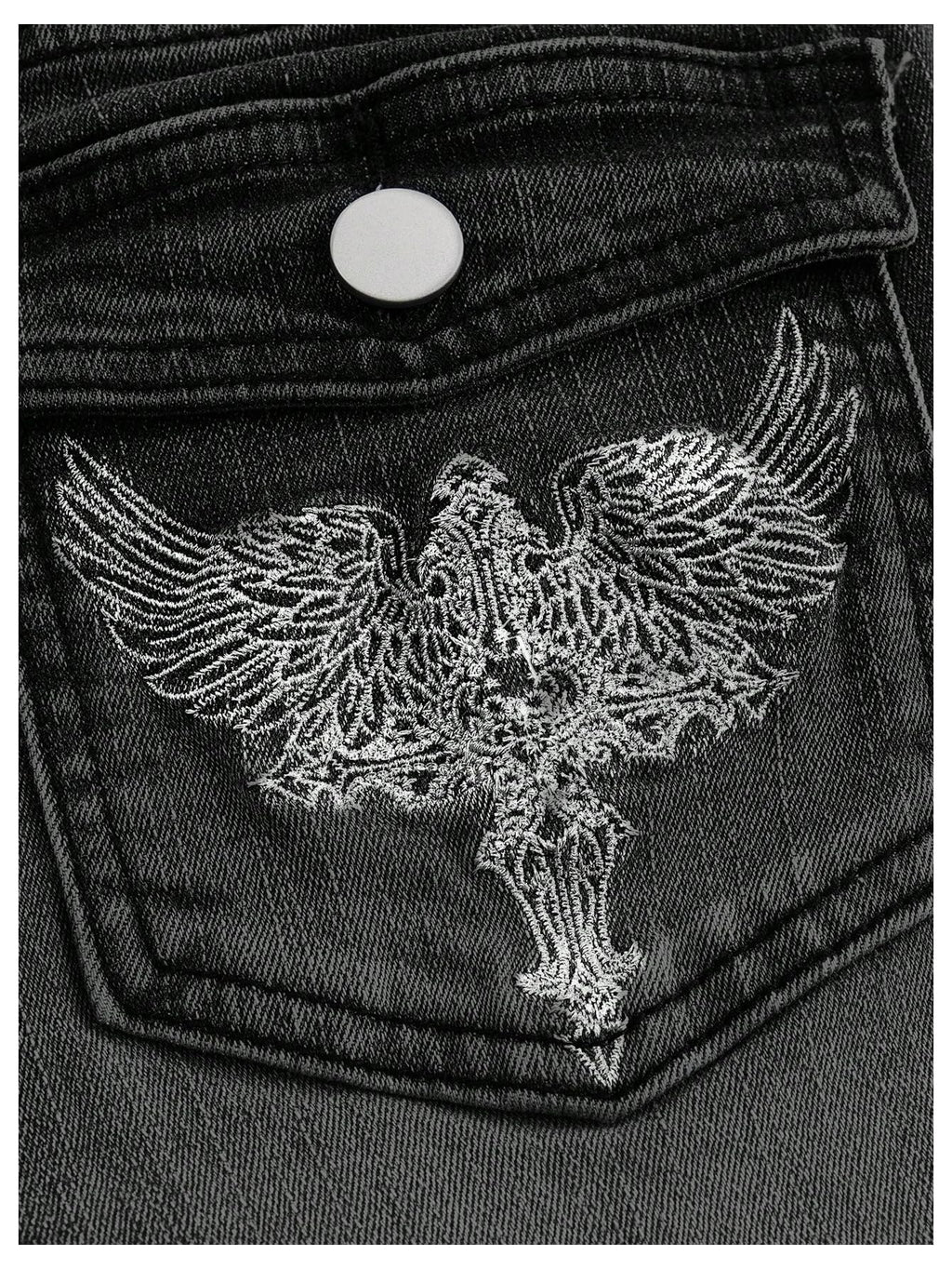 MakeMeChic Women's Flared Jeans Bell Bottom Jeans Embroidered Y2K High Waist Stretchy Denim Pants