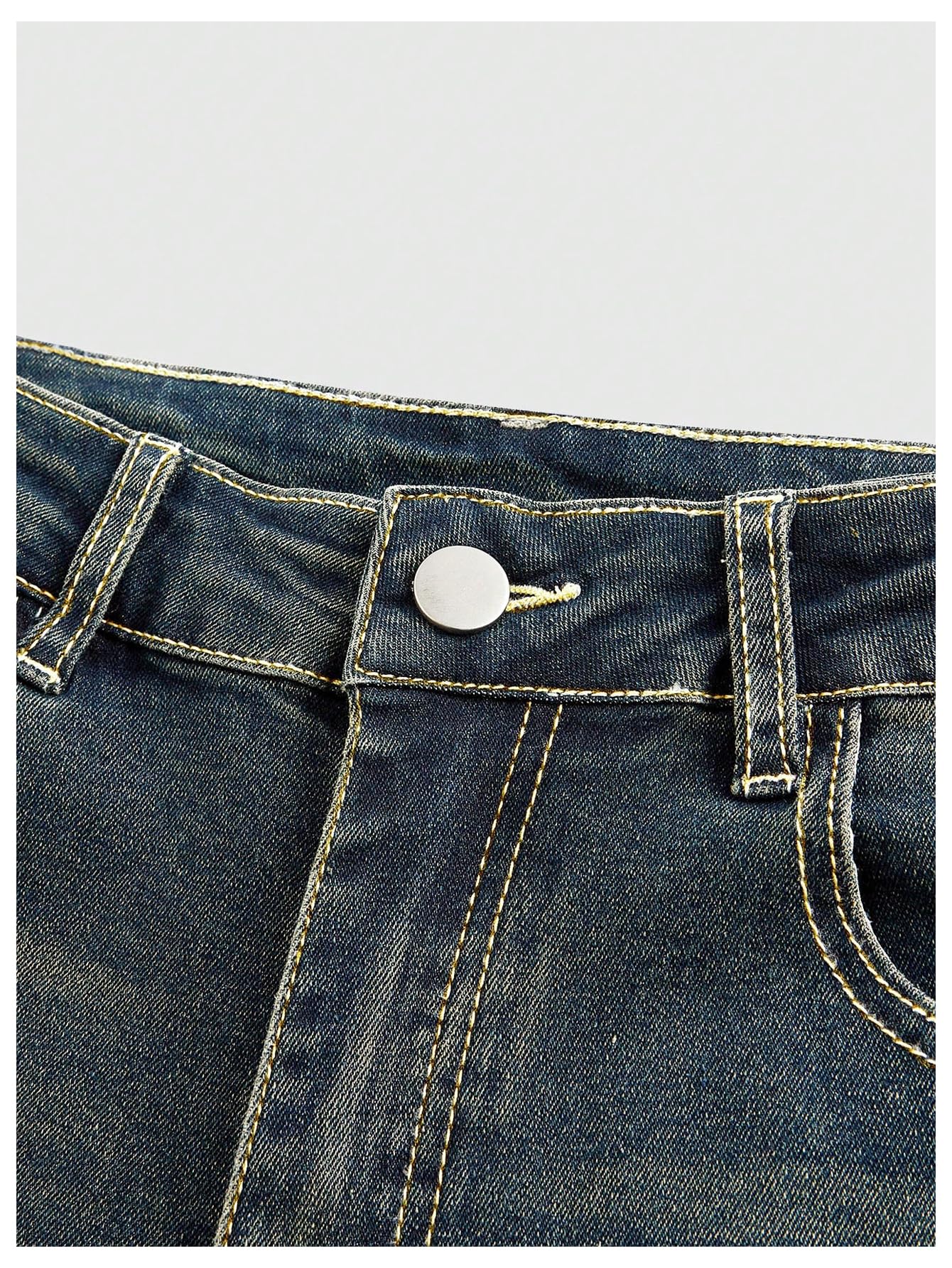 MakeMeChic Women's Flared Jeans Bell Bottom Jeans Embroidered Y2K High Waist Stretchy Denim Pants