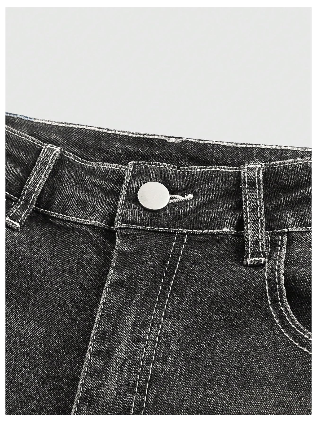 MakeMeChic Women's Flared Jeans Bell Bottom Jeans Embroidered Y2K High Waist Stretchy Denim Pants